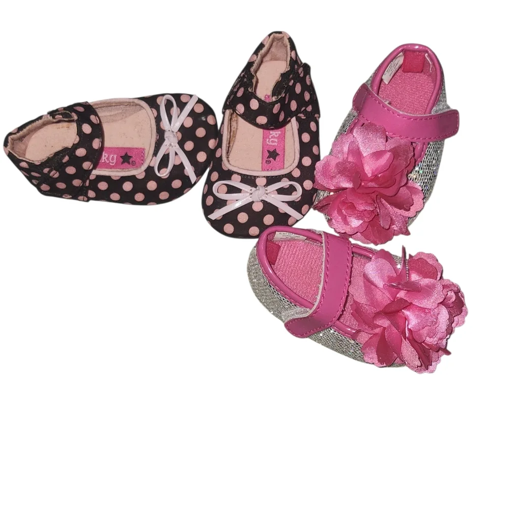 Baby Girl Shoes Floral Polk-a-dot 3-6m